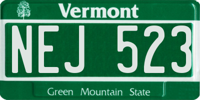 VT license plate NEJ523