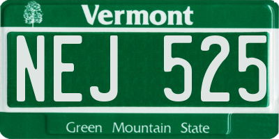 VT license plate NEJ525