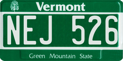 VT license plate NEJ526