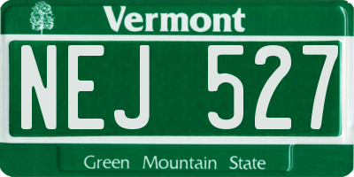 VT license plate NEJ527