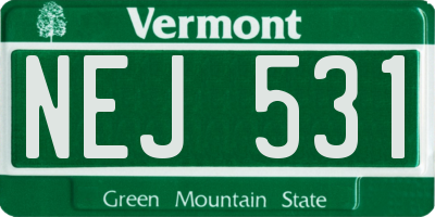 VT license plate NEJ531