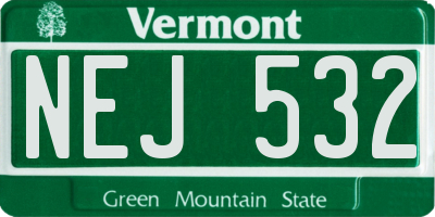 VT license plate NEJ532