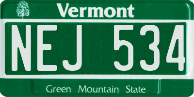 VT license plate NEJ534