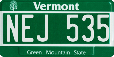 VT license plate NEJ535