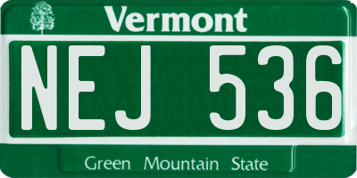 VT license plate NEJ536