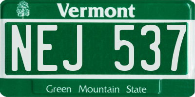 VT license plate NEJ537