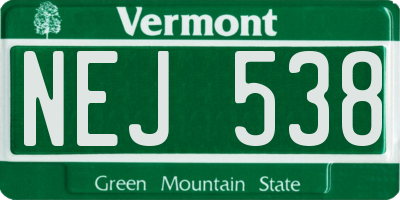 VT license plate NEJ538