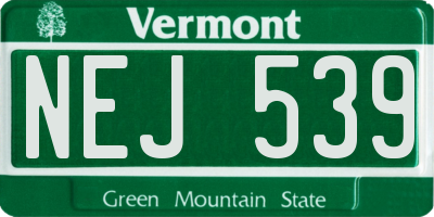 VT license plate NEJ539