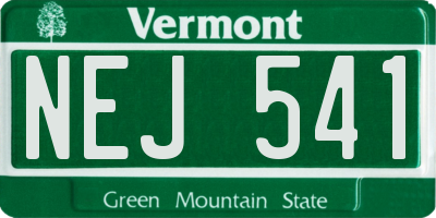 VT license plate NEJ541