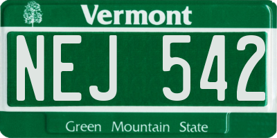 VT license plate NEJ542