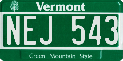 VT license plate NEJ543