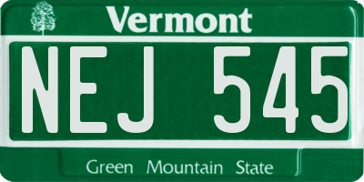 VT license plate NEJ545