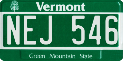 VT license plate NEJ546
