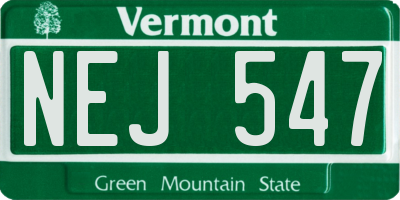 VT license plate NEJ547