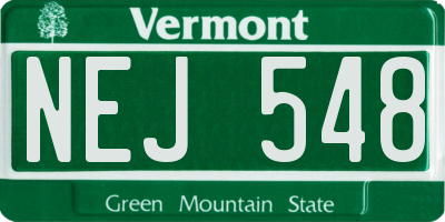 VT license plate NEJ548