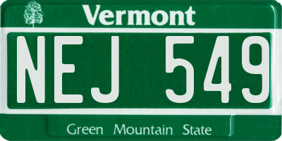 VT license plate NEJ549