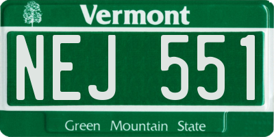 VT license plate NEJ551