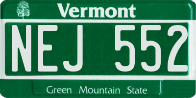 VT license plate NEJ552