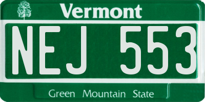 VT license plate NEJ553