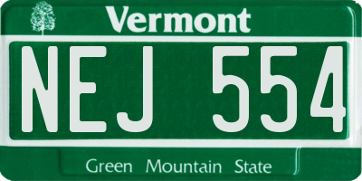 VT license plate NEJ554
