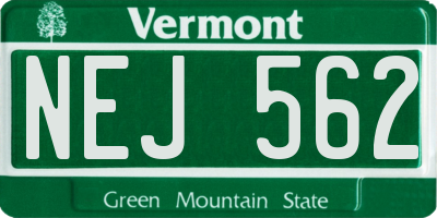 VT license plate NEJ562