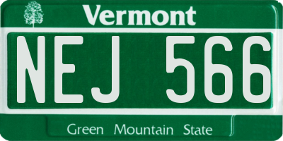 VT license plate NEJ566