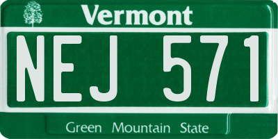 VT license plate NEJ571