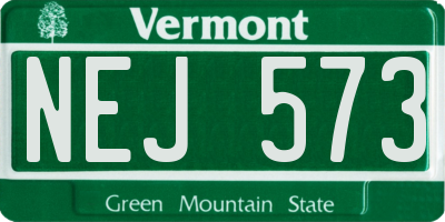VT license plate NEJ573