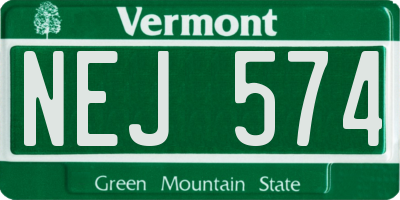 VT license plate NEJ574