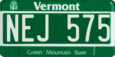 VT license plate NEJ575