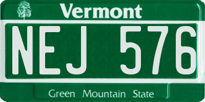 VT license plate NEJ576