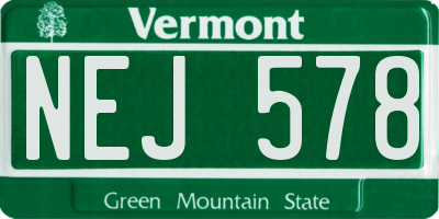 VT license plate NEJ578