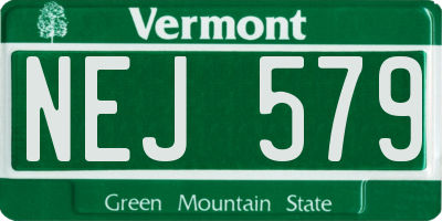 VT license plate NEJ579