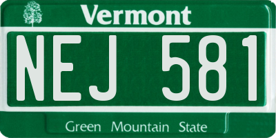 VT license plate NEJ581