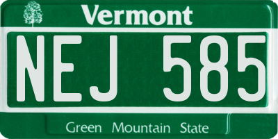 VT license plate NEJ585