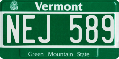 VT license plate NEJ589