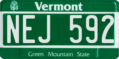 VT license plate NEJ592
