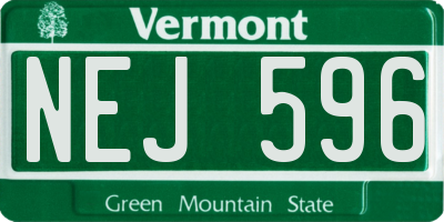 VT license plate NEJ596
