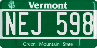 VT license plate NEJ598