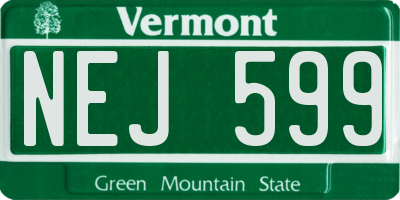 VT license plate NEJ599