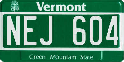VT license plate NEJ604