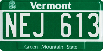 VT license plate NEJ613