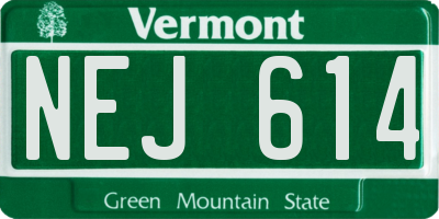 VT license plate NEJ614