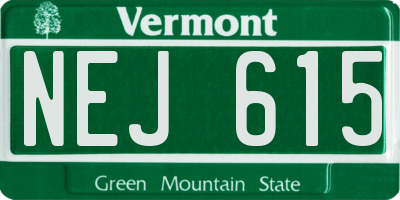 VT license plate NEJ615