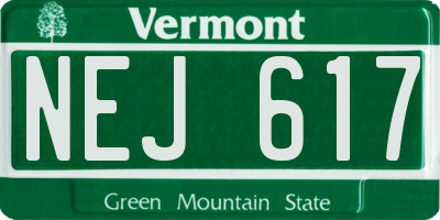 VT license plate NEJ617