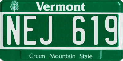 VT license plate NEJ619