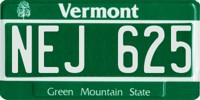 VT license plate NEJ625