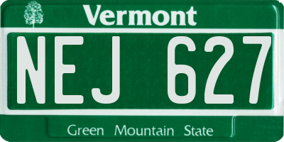 VT license plate NEJ627