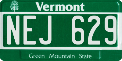 VT license plate NEJ629
