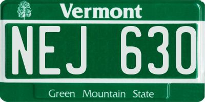 VT license plate NEJ630